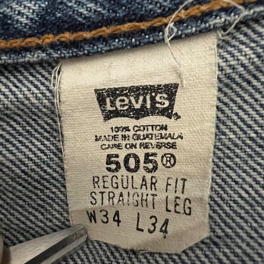 Levi's 505 Regular Fit Straight Leg Workwear Blue Denim Jeans | Men's Size 34X34 - Picture 12 of 13